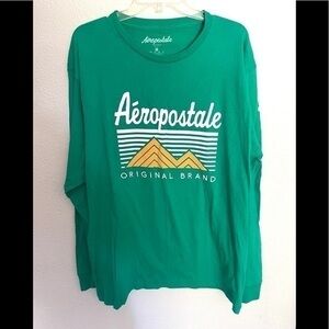 AEROPOSTALE mens green long sleeve graphic logo shirt size XL